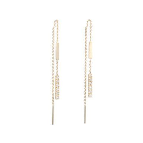 Yeva | Earrings Yellow Gold | Chain & Diamond Line