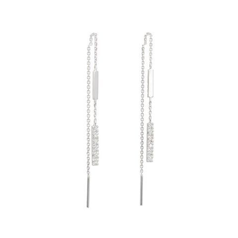 Yeva| Earrings White Gold | Chain & Diamond Line