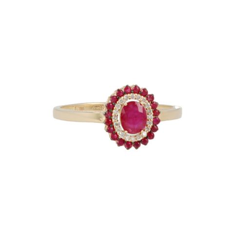 Yeva | Ring 14 Carat Yellow Gold | Diamond Ruby