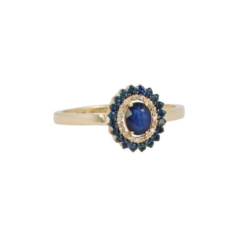 Yeva | Ring 14 Carat Yellow Gold | Diamond Sapphire