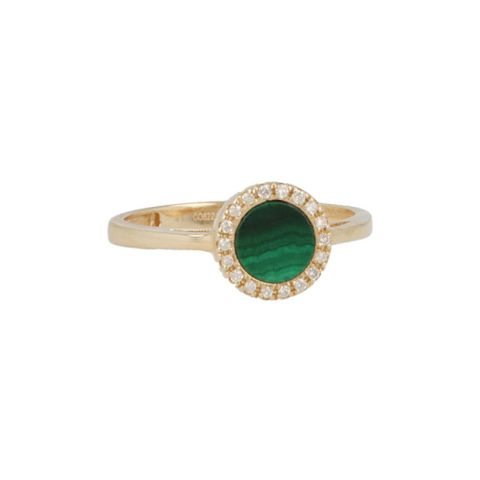 Sundrops | Ring 14 Carat Yellow Gold | Diamond Malachite