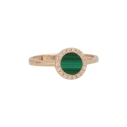 Sundrops | Ring 14 Carat Pink Gold | Diamond Malachite 