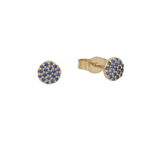 Yeva | Ear studs Yellow Gold | Blue Sapphire Pavé