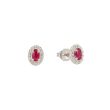 Lux | Earring Lady Lux 14 Carat White Gold | Diamonds Ruby Oval