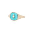 Sundrops | Pink Gold Pinky Ring | Diamonds - Turquoise