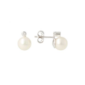 Sundrops | Ear Studs White Gold | Pearl & Diamond