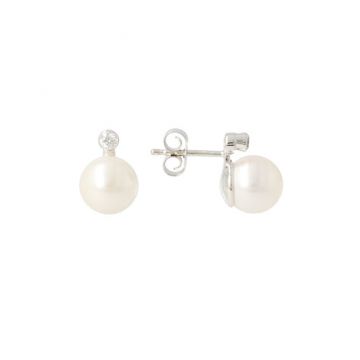 Sundrops | Ear Studs White Gold | Pearl & Diamond