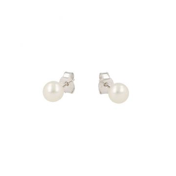 Gioia | Earrings 14 Carat White Gold | Mother of Peal Ø6 mm
