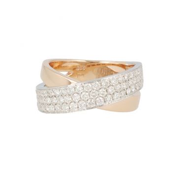 Be | Ring Bicolor Lines| Diamond Pavé