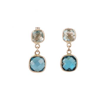 Sundrops | Earrings 14 Carat Pink gold | Blue Topaz & London Blue Topaz