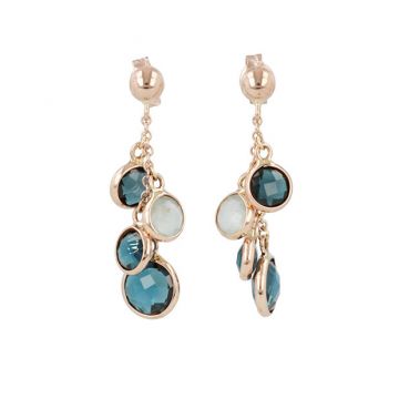 Sundrops | Earrings 14 Carat Pink Gold | London Blue Topaz & Aquamarine