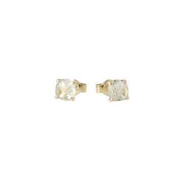 Sundrops | Earstuds 14 Carat Yellow gold | Green Amethyst 6 x 6 mm
