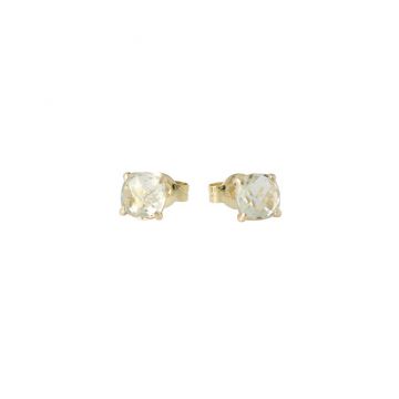 Sundrops | Earstuds 14 Carat Yellow gold | Green Amethyst 6 x 6 mm