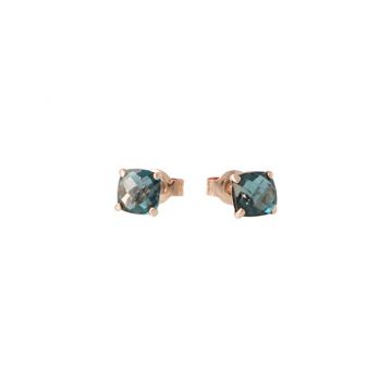 Gioia | Earstuds 14 Carat Pink gold | London Blue Topaz 6 x 6 mm