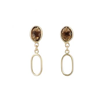 Sundrops | Earrings 14 Carat Yellow gold | Smoky Quartz & Link