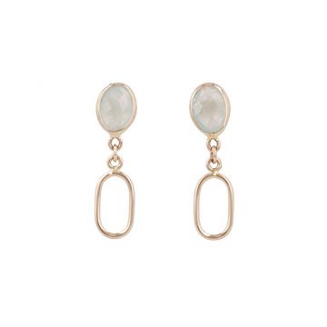 Sundrops | Earrings 14 Carat Pink gold | Aquamarine Milky & Link