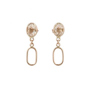 Gioia | Earrings 14 Carat Pink gold | Green Amethyst & Link