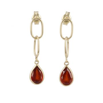 Sundrops | Earrings 14 Carat Yellow gold | Hessonite & Links