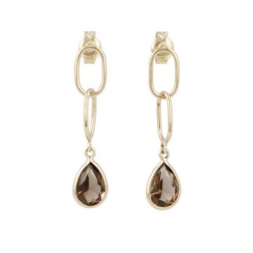 Sundrops | Earrings 14 Carat Yellow gold | Smoky Quartz & Links