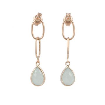 Sundrops | Earrings 14 Carat Pink gold | Aquamarine Milky & Links