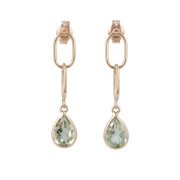 Gioia | Earrings 14 Carat Pink gold | Green Amethyst & Links
