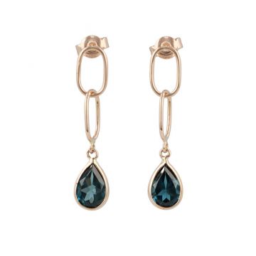 Sundrops | Earrings 14 Carat Pink gold | London Blue Topaz & Links