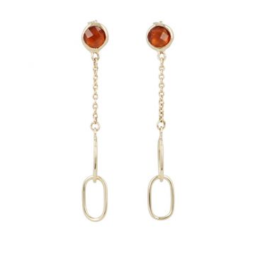 Sundrops | Earrings 14 Carat Yellow gold | Hessonite & Chain & Links