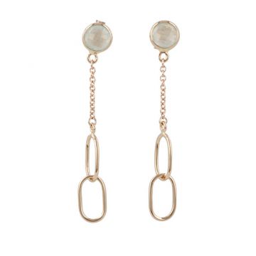 Sundrops | Earrings 14 Carat Pink gold | Aquamarine Milky & Chain & Links