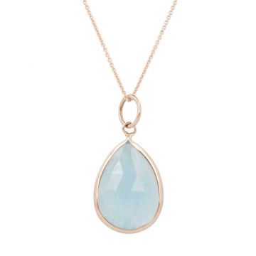 Sundrops | Pendant 14 Carat Pink gold | Aquamarine 14 x 20 mm