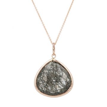 Sundrops | Pendant 14 Carat Pink gold | Black Rutilated Quartz 20 x 20 mm