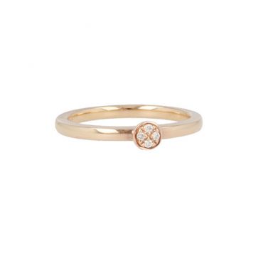 14krt roségouden ring met 4 diamanten pavé zetting