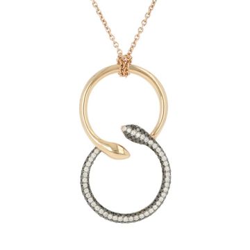 Unique Piece | Pink Gold Pendant | Diamond Snake