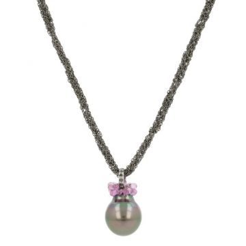 Unique Piece | Black Silver Necklace | Tahiti Pearl 