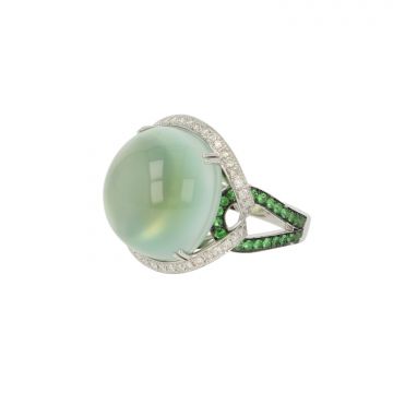 18crt.Whitegold Prehnite Tsavorite & Diamonds | mt55