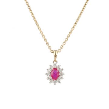 Lux | Pendant Lady Lux 14 Carat Yellow & White gold | Diamonds Ruby M