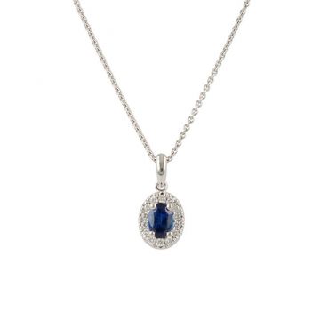 Lux | Pendant Lady Lux 14 Carat White gold | Diamonds Sapphire Oval