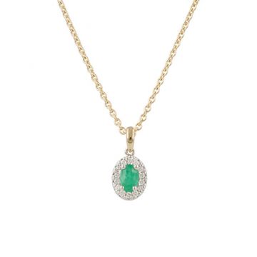 Lux | Pendant Lady Lux 14 Carat Yellow & White gold | Diamonds Emerald Oval