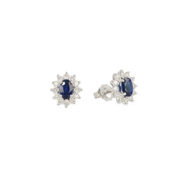 Lux | Earring Lady Lux 14 Carat White Gold | Diamonds Sapphire M