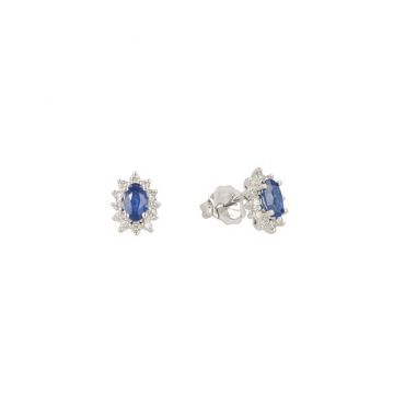 Lux | Earring Lady Lux 14 Carat White Gold | Diamonds Sapphire S