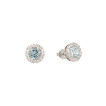 Lux | Earring Lady Lux 14 Carat White Gold | Diamonds Aquamarine