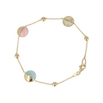 Sundrops | Bracelet 14 Carat Yellow gold | Aquamarine - Rose Opal - Prehnite