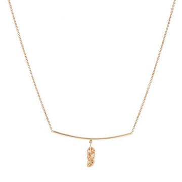 Yeva | Pink Gold Necklace | Diamond Feather