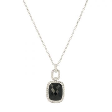 18crt.Whitegold necklace | Pendant Onyx/Diamonds | 42cm
