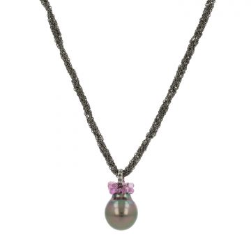 Black Silver Tahiti Pearl Nacklace | 80cm