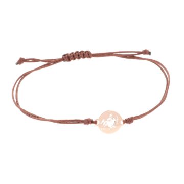 Symbol Collection Armband Sterrenbeeld Boogschutter 14 Karaat Roségoud met geknoopt bruin koord