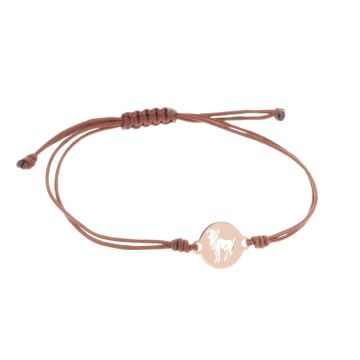 Symbol Collection Armband Sterrenbeeld Ram 14 Karaat Roségoud met geknoopt bruin koord