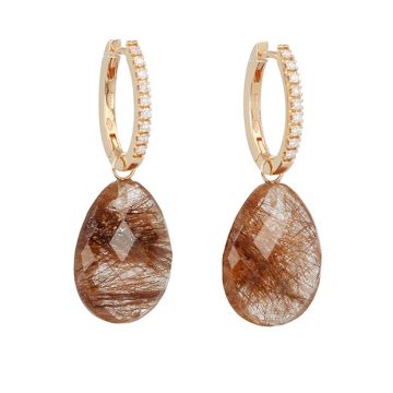 Varivello Set | Pink Gold Fine Large Diamonds | Rutilated Quartz 20 x 15 mm