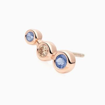 BRON | Confetti Ear Stud Pink gold | Champagne Diamond & Ceylon Sapphire