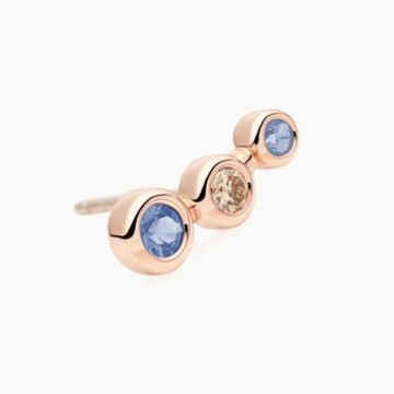 BRON | Confetti Ear Stud Pink gold | Champagne Diamond & Sapphire Ceylon