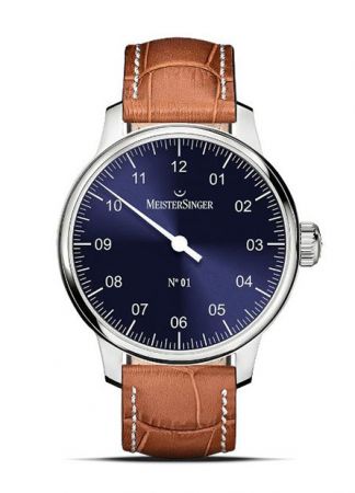 Meistersinger N°01 AM3308 43mm Donkerblauwe Wijzerplaat, Stalen kast.